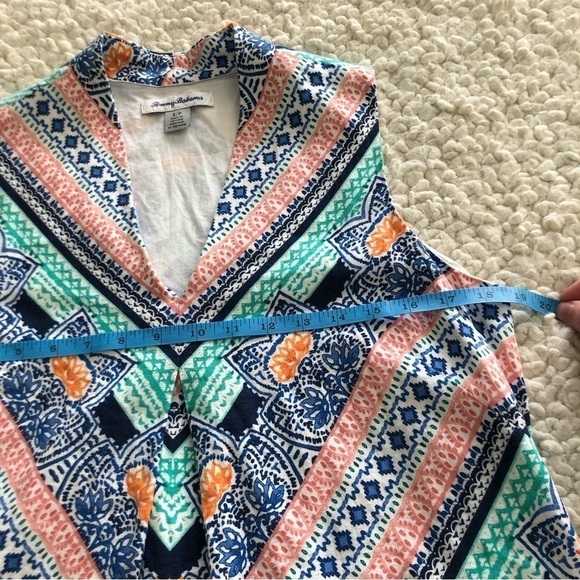 TOMMY Bahama Linen Rayon Sleeveless Bohemian Aztec Floral Dress Size Small - Picture 5 of 9